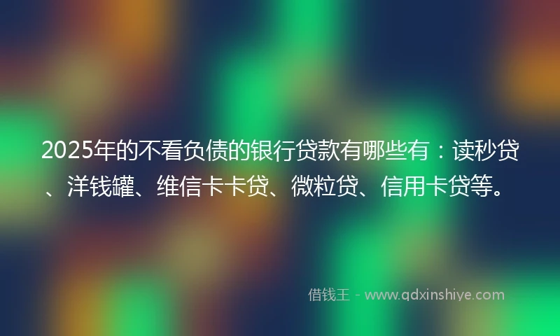 2025年的不看负债的银行贷款有哪些有：读秒贷、洋钱罐、维信卡卡贷、微粒贷、信用卡贷等。