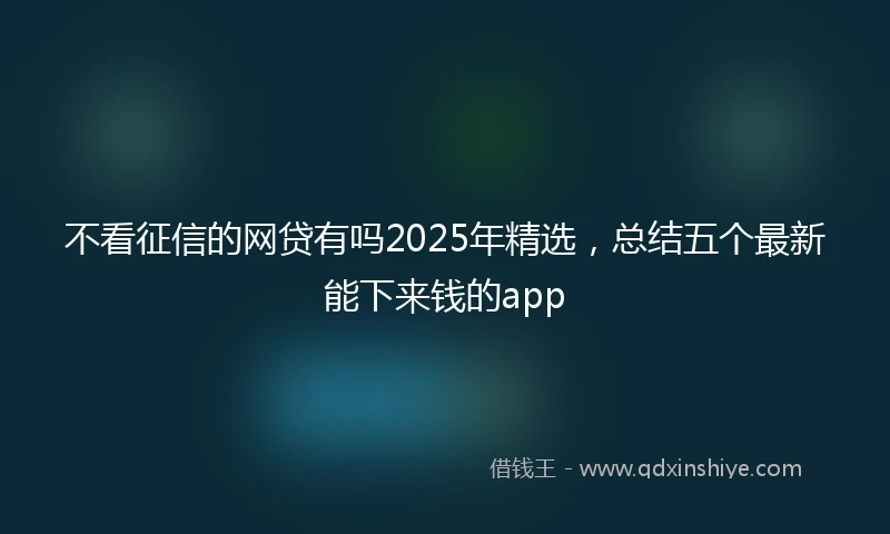 不看征信的网贷有吗2025年精选，总结五个最新能下来钱的app