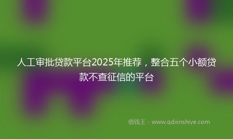 人工审批贷款平台2025年推荐，整合五个小额贷款不查征信的平台