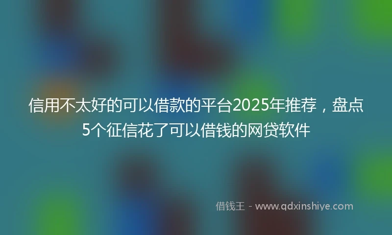信用不太好的可以借款的平台2025年推荐，盘点5个征信花了可以借钱的网贷软件