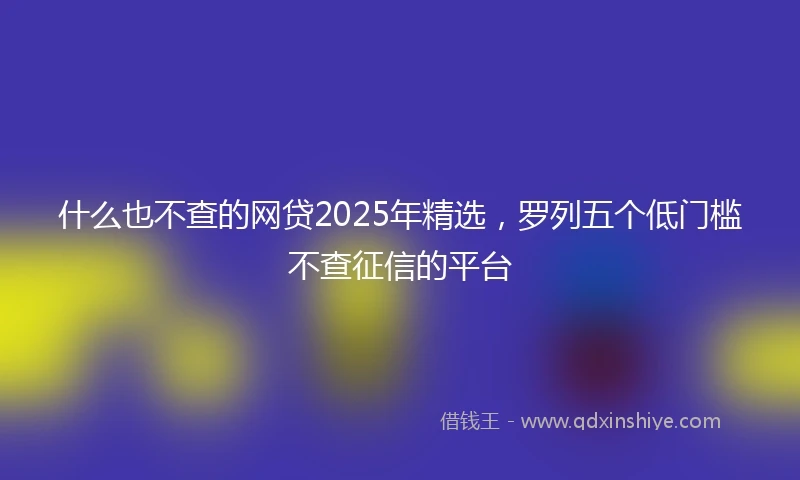 什么也不查的网贷2025年精选，罗列五个低门槛不查征信的平台