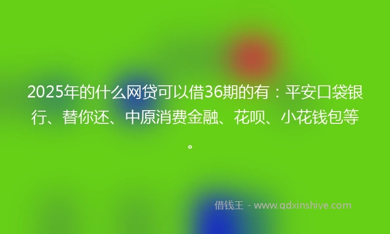 2025年的什么网贷可以借36期的有：平安口袋银行、替你还、中原消费金融、花呗、小花钱包等。