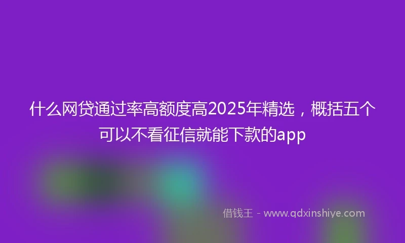 什么网贷通过率高额度高2025年精选，概括五个可以不看征信就能下款的app