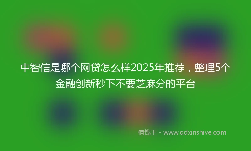 中智信是哪个网贷怎么样2025年推荐，整理5个金融创新秒下不要芝麻分的平台