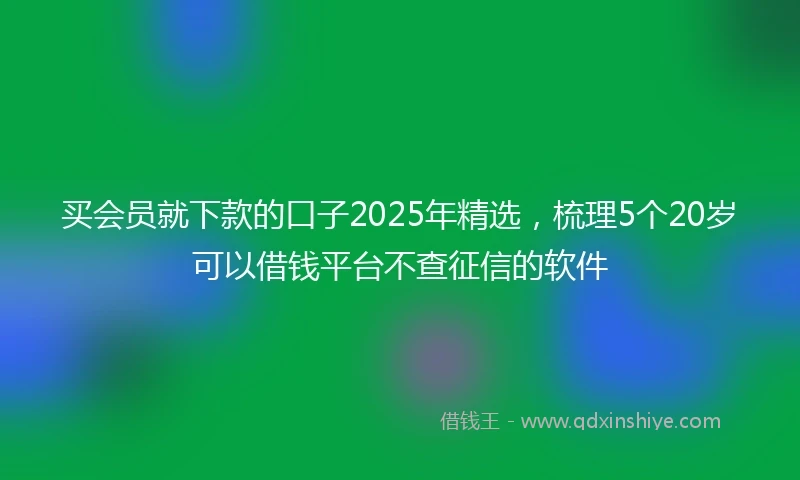 买会员就下款的口子2025年精选，梳理5个20岁可以借钱平台不查征信的软件