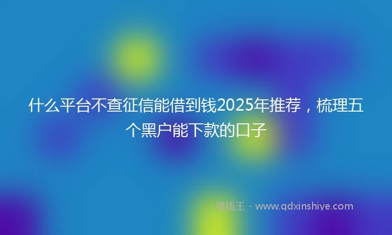 什么平台不查征信能借到钱2025年推荐，梳理五个黑户能下款的口子