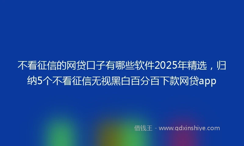 不看征信的网贷口子有哪些软件2025年精选，归纳5个不看征信无视黑白百分百下款网贷app