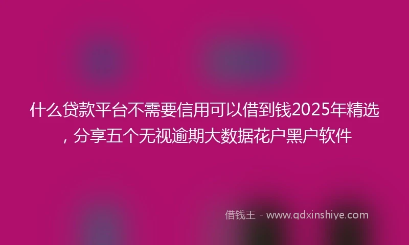 什么贷款平台不需要信用可以借到钱2025年精选，分享五个无视逾期大数据花户黑户软件