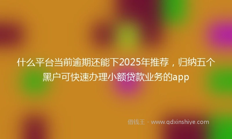 什么平台当前逾期还能下2025年推荐，归纳五个黑户可快速办理小额贷款业务的app
