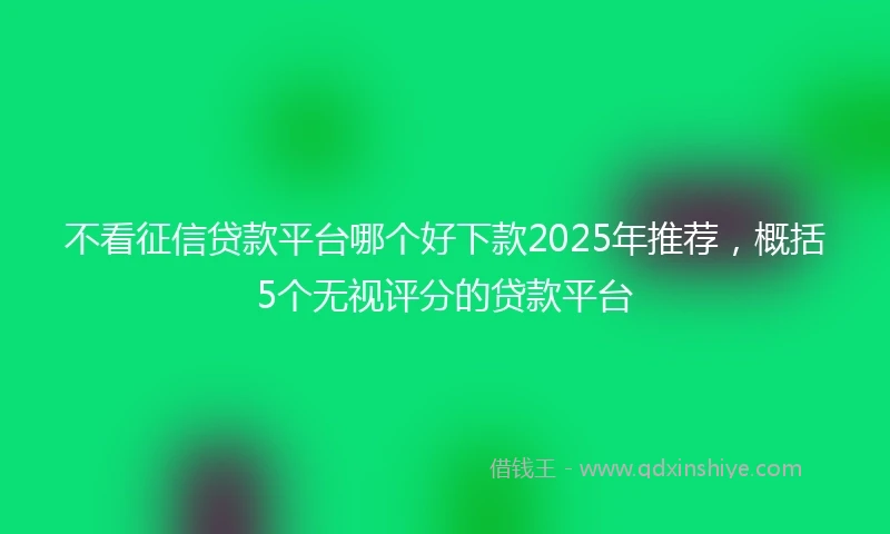 不看征信贷款平台哪个好下款2025年推荐，概括5个无视评分的贷款平台