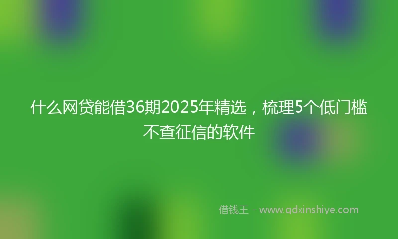 什么网贷能借36期2025年精选，梳理5个低门槛不查征信的软件