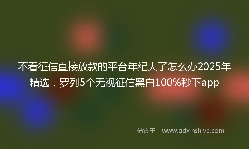 不看征信直接放款的平台年纪大了怎么办2025年精选，罗列5个无视征信黑白100%秒下app