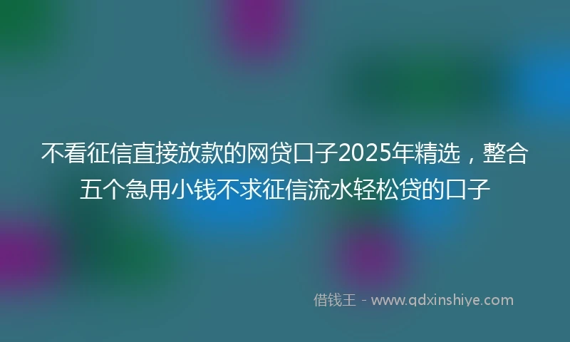 不看征信直接放款的网贷口子2025年精选，整合五个急用小钱不求征信流水轻松贷的口子