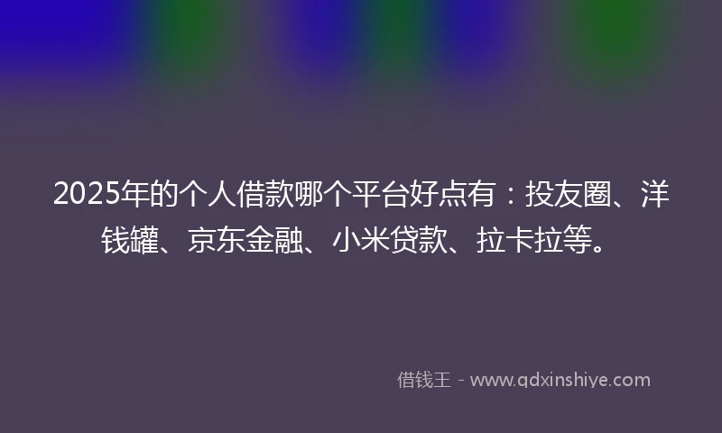2025年的个人借款哪个平台好点有：投友圈、洋钱罐、京东金融、小米贷款、拉卡拉等。