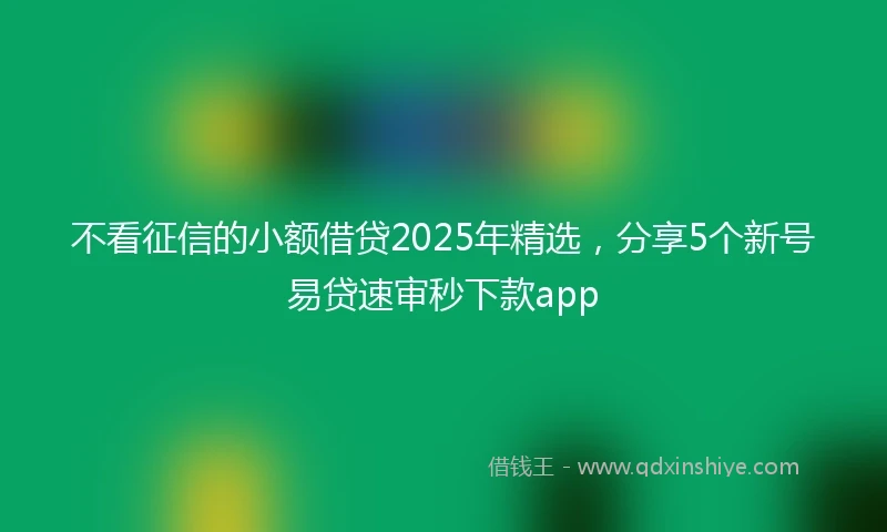 不看征信的小额借贷2025年精选，分享5个新号易贷速审秒下款app