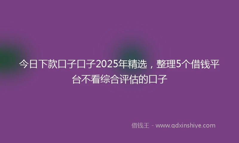 今日下款口子口子2025年精选，整理5个借钱平台不看综合评估的口子