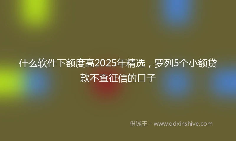 什么软件下额度高2025年精选，罗列5个小额贷款不查征信的口子