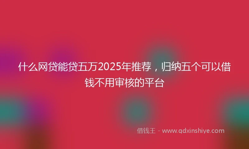 什么网贷能贷五万2025年推荐，归纳五个可以借钱不用审核的平台