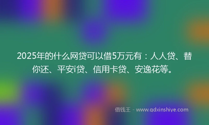 2025年的什么网贷可以借5万元有：人人贷、替你还、平安i贷、信用卡贷、安逸花等。