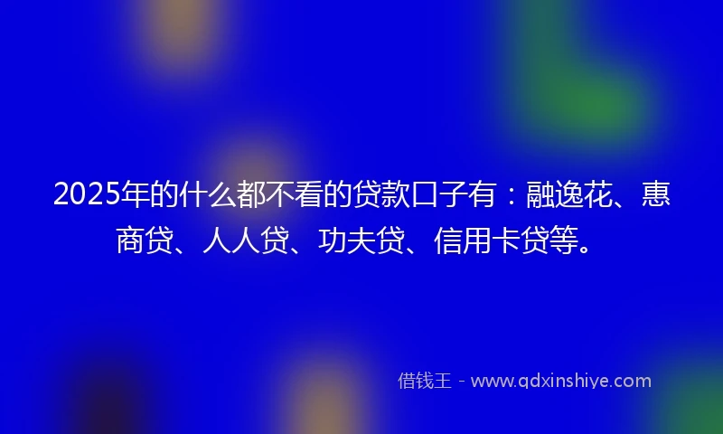 2025年的什么都不看的贷款口子有：融逸花、惠商贷、人人贷、功夫贷、信用卡贷等。