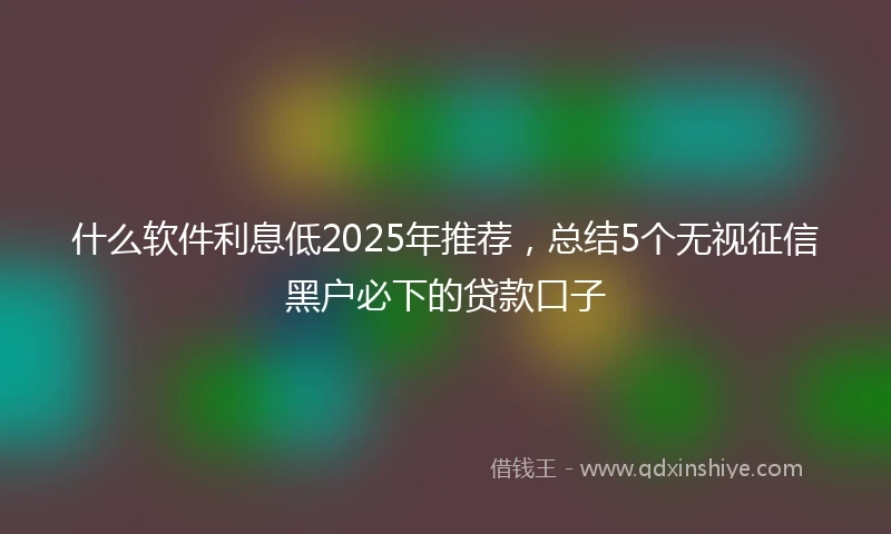 什么软件利息低2025年推荐，总结5个无视征信黑户必下的贷款口子