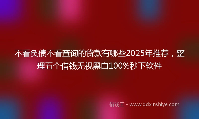 不看负债不看查询的贷款有哪些2025年推荐，整理五个借钱无视黑白100%秒下软件