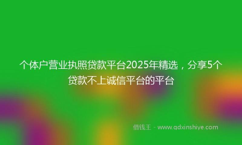 个体户营业执照贷款平台2025年精选，分享5个贷款不上诚信平台的平台