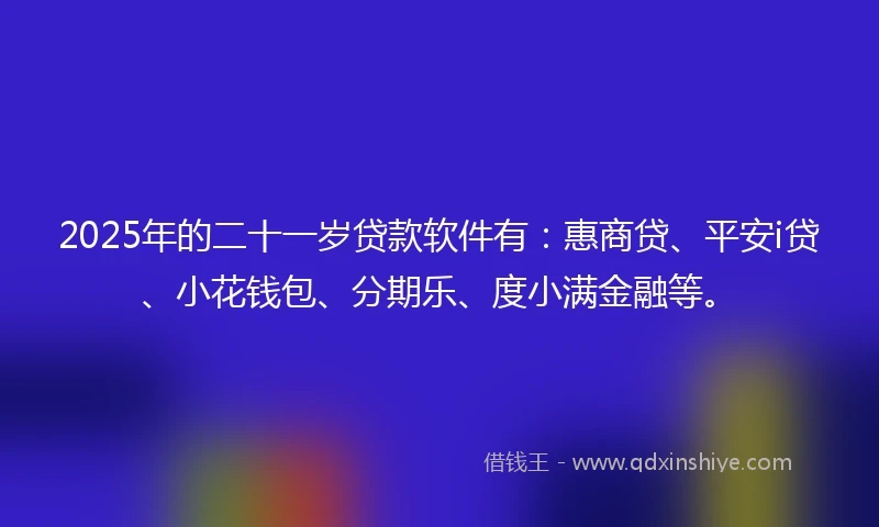 2025年的二十一岁贷款软件有：惠商贷、平安i贷、小花钱包、分期乐、度小满金融等。