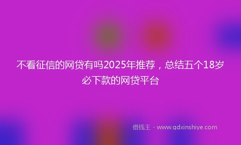 不看征信的网贷有吗2025年推荐，总结五个18岁必下款的网贷平台