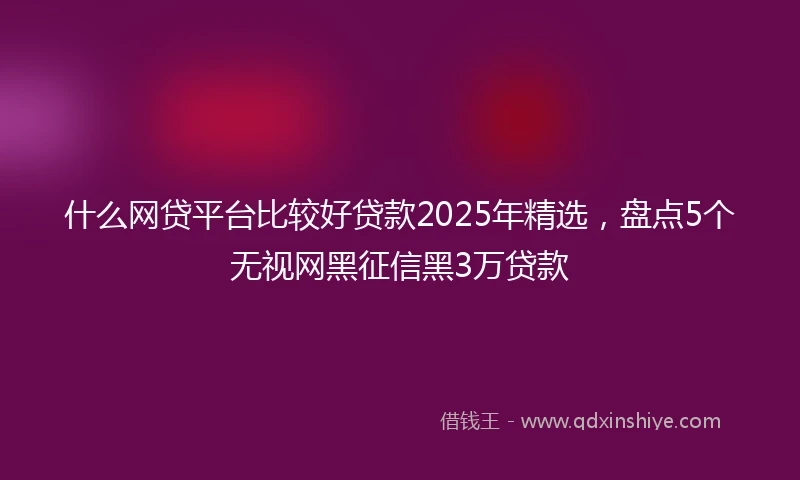 什么网贷平台比较好贷款2025年精选，盘点5个无视网黑征信黑3万贷款