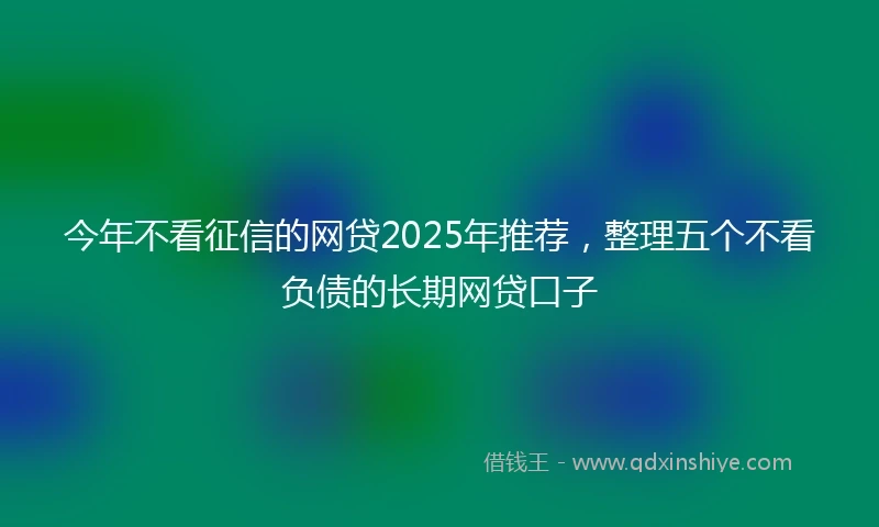 今年不看征信的网贷2025年推荐，整理五个不看负债的长期网贷口子