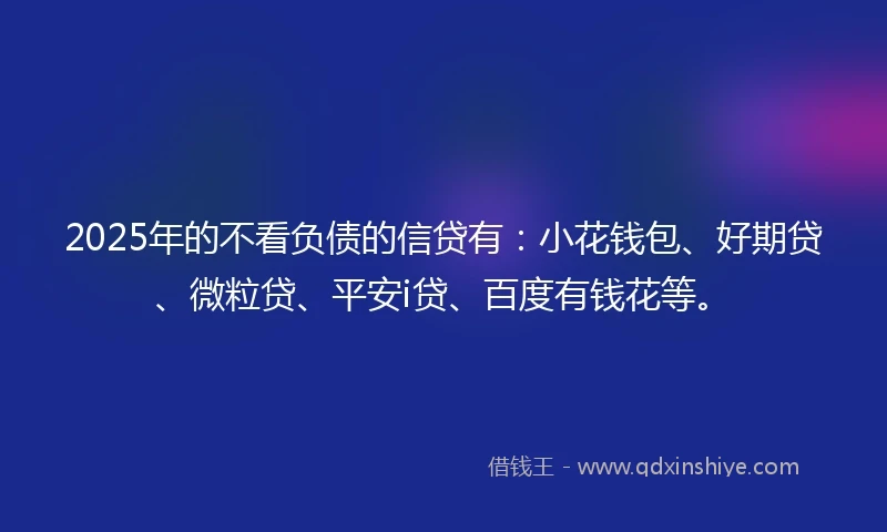 2025年的不看负债的信贷有：小花钱包、好期贷、微粒贷、平安i贷、百度有钱花等。