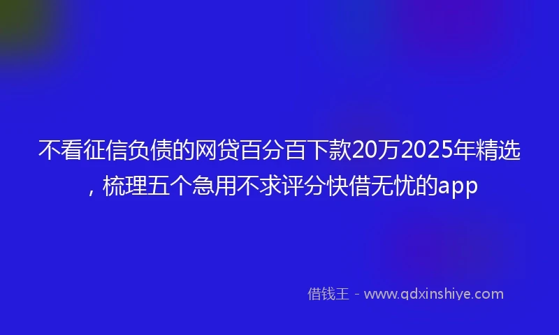 不看征信负债的网贷百分百下款20万2025年精选，梳理五个急用不求评分快借无忧的app