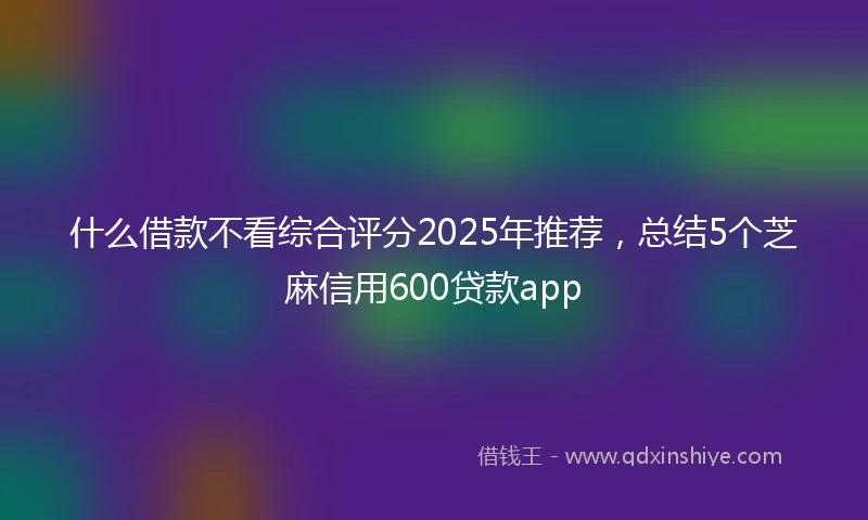 什么借款不看综合评分2025年推荐，总结5个芝麻信用600贷款app