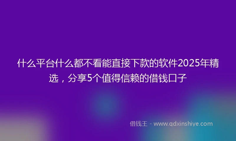 什么平台什么都不看能直接下款的软件2025年精选，分享5个值得信赖的借钱口子