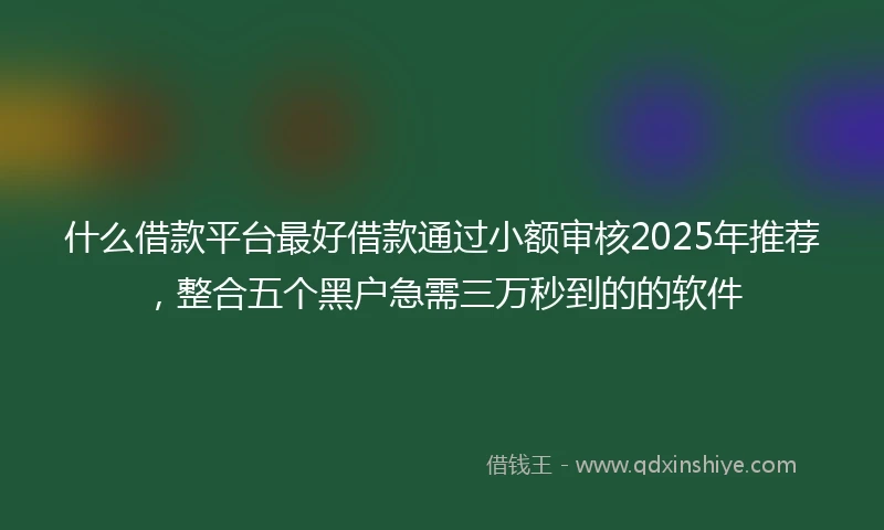 什么借款平台最好借款通过小额审核2025年推荐，整合五个黑户急需三万秒到的的软件