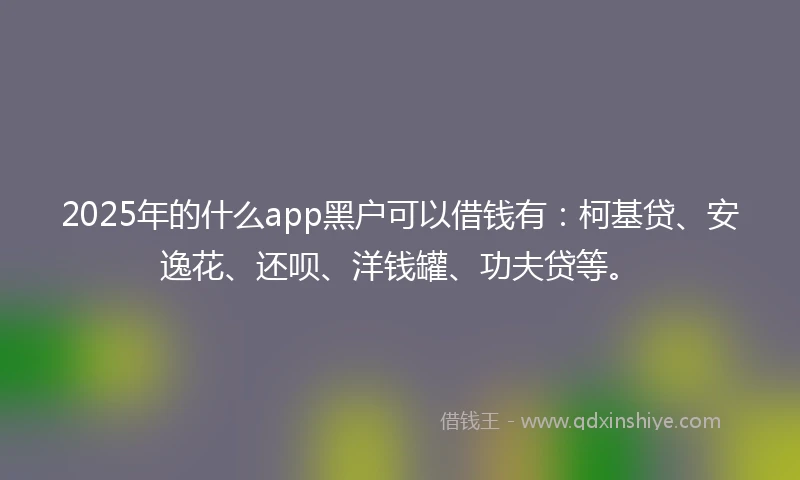 2025年的什么app黑户可以借钱有：柯基贷、安逸花、还呗、洋钱罐、功夫贷等。