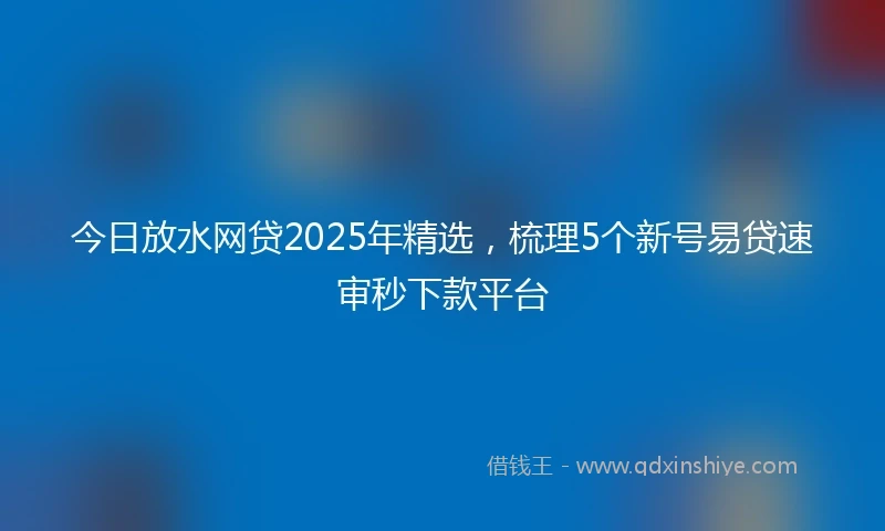 今日放水网贷2025年精选,梳理5个新号易贷速审秒下款平台