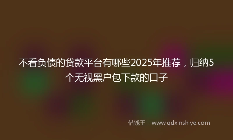 不看负债的贷款平台有哪些2025年推荐，归纳5个无视黑户包下款的口子