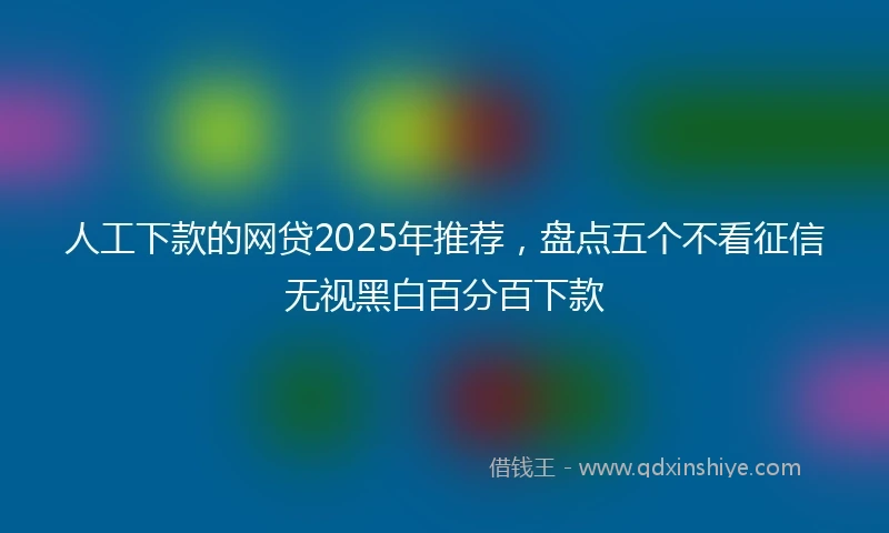 人工下款的网贷2025年推荐，盘点五个不看征信无视黑白百分百下款