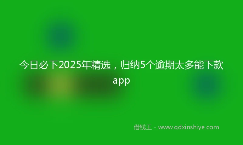 今日必下2025年精选，归纳5个逾期太多能下款app