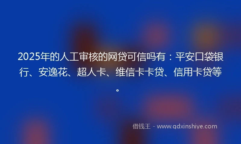 2025年的人工审核的网贷可信吗有：平安口袋银行、安逸花、超人卡、维信卡卡贷、信用卡贷等。