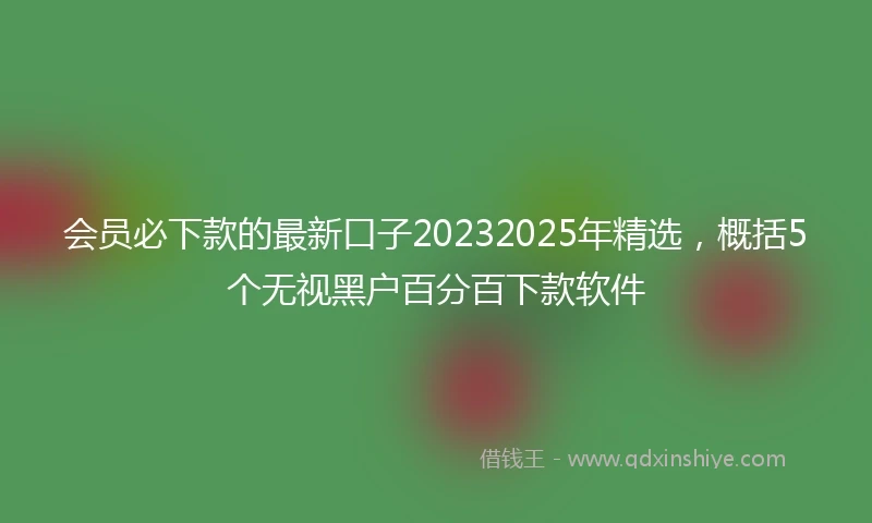 会员必下款的最新口子20232025年精选，概括5个无视黑户百分百下款软件