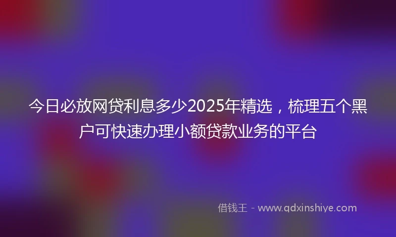 今日必放网贷利息多少2025年精选，梳理五个黑户可快速办理小额贷款业务的平台