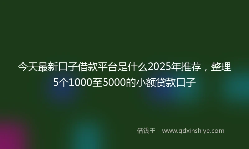 今天最新口子借款平台是什么2025年推荐，整理5个1000至5000的小额贷款口子