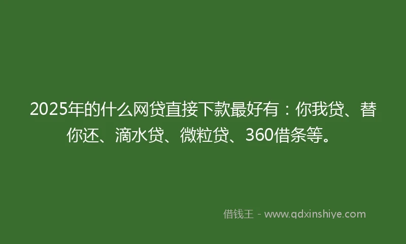 2025年的什么网贷直接下款最好有：你我贷、替你还、滴水贷、微粒贷、360借条等。