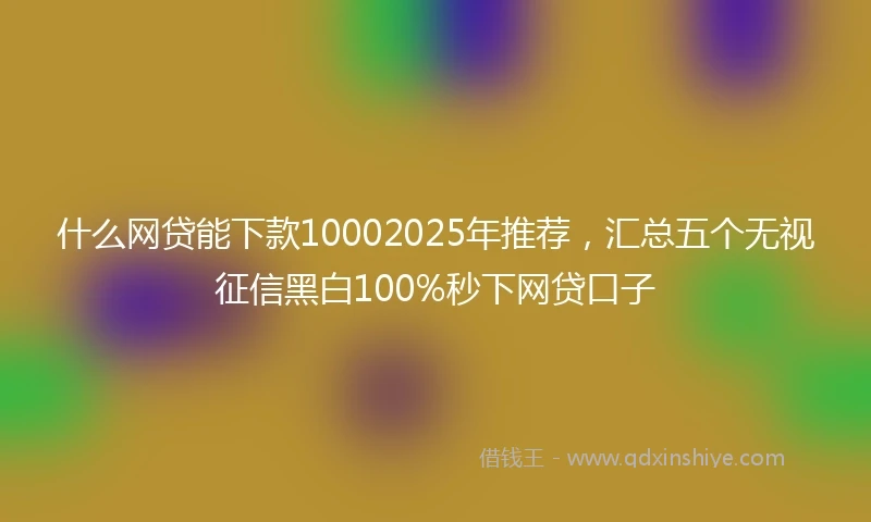 什么网贷能下款10002025年推荐，汇总五个无视征信黑白100%秒下网贷口子