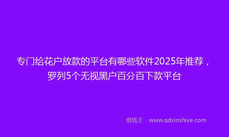 专门给花户放款的平台有哪些软件2025年推荐，罗列5个无视黑户百分百下款平台