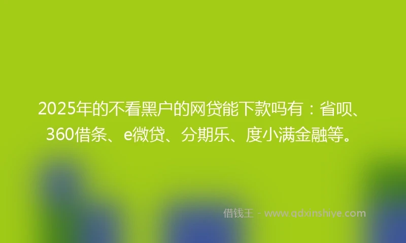 2025年的不看黑户的网贷能下款吗有：省呗、360借条、e微贷、分期乐、度小满金融等。