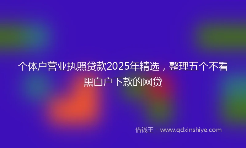个体户营业执照贷款2025年精选，整理五个不看黑白户下款的网贷